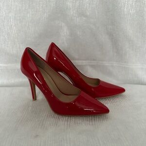 Leticia, red  faux patent leather dress shoe, size 9